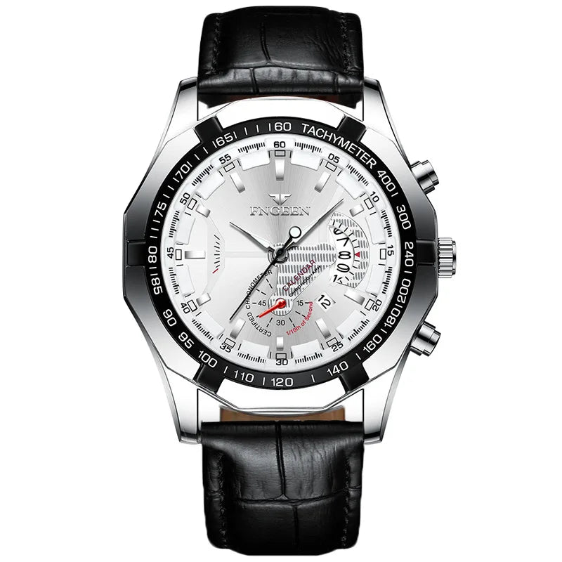 Orologio da polso al quarzo di lusso BINBOND da uomo, luminescente, impermeabile, con datario automatico, in acciaio inossidabile
