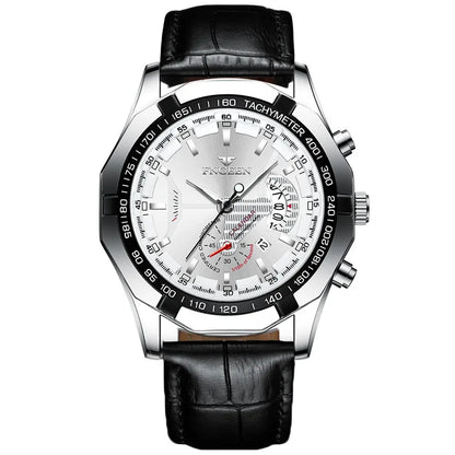 Orologio da polso al quarzo di lusso BINBOND da uomo, luminescente, impermeabile, con datario automatico, in acciaio inossidabile