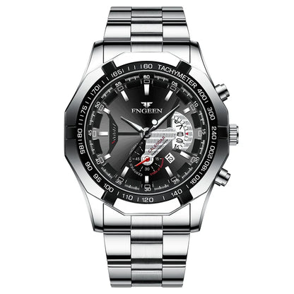 Orologio da polso al quarzo di lusso BINBOND da uomo, luminescente, impermeabile, con datario automatico, in acciaio inossidabile