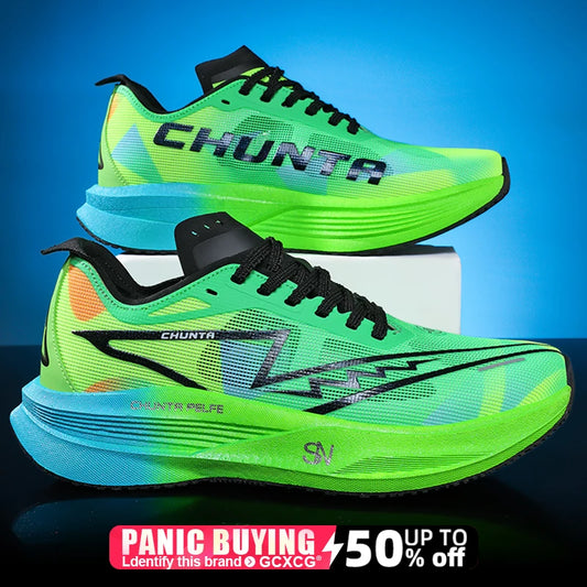 Men Running Shoes Carbon Board Speciality Marathon Sports Breathable Lightweight Women's Comfortable Nonskid Chunta Sneakers