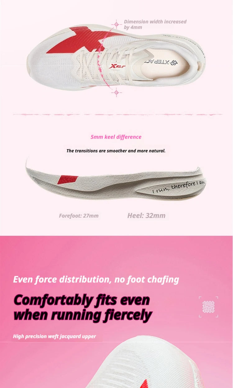 XTEP 2000km PRO Women's Running Sneakers 2026 Spring Cushioned Stability Comfort Lightweight Female Sports shoes 874218110043