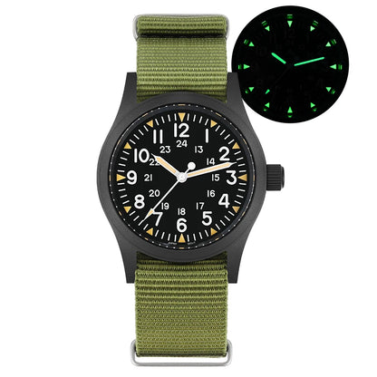 Militado ML05 Vintage Field Watch  VH31 Sweep Quartz Movement, Domed Sapphire Crystal, 38mm, Luminous & 100M Waterproof