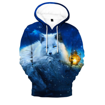Popularne bluzy z kapturem i bluzy Hip Hop Novelty z wygodnym nowym nadrukiem 3D Fox, dla mężczyzn/kobiet, dorosłych/dzieci, casualowe bluzy wkładane przez głowę