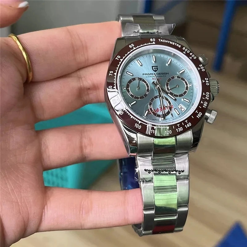 PAGANI DESIGN men’s chronograph watch – Luxury quartz wristwatch, luminous and water-resistant.