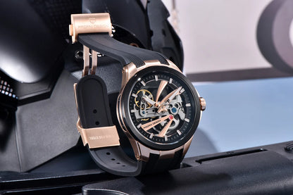 Herrenuhr PAGANI DESIGN – Mechanisches Automatik-Luxusmodell, durchbrochenes Zifferblatt, Saphirglas mit Antireflexbeschichtung, wasserdicht, leuchtende Zeiger – Geschenkidee für Herren