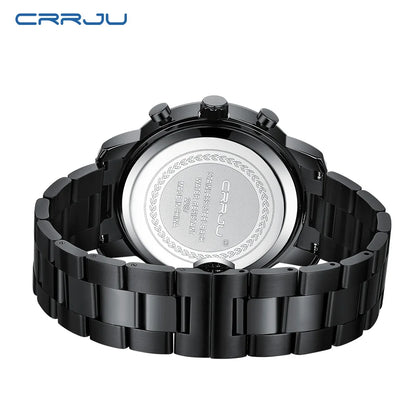 CRRJU Men’s Watch – Stainless steel chronograph, water-resistant, with date display, analogue quartz movement, elegant and professional style