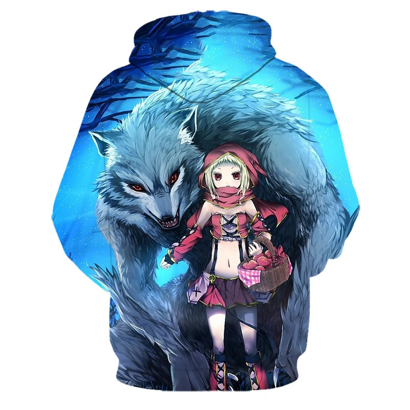 Majice s kapuljačom s 3D printom vuka za muškarce i žene, modne ležerne oversize pulover hoodice, hip-hop Harajuku streetwear