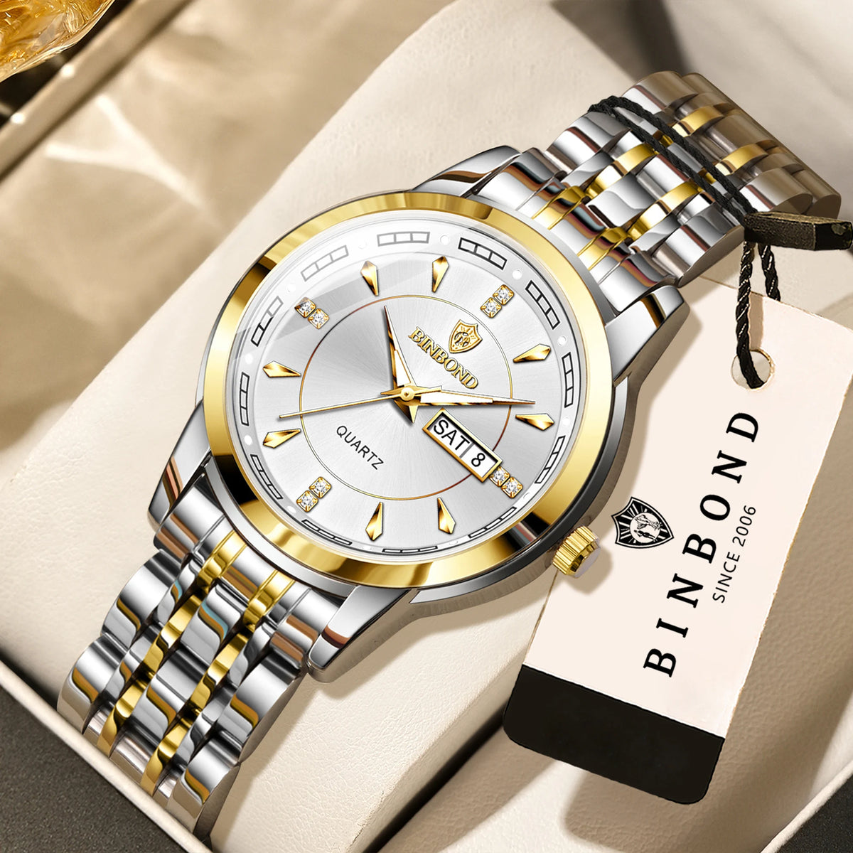 Genuine BINBOND luxury quartz watches for women – Water-resistant and luminous model – Gift idea (gift box included)