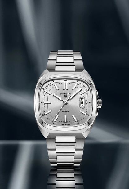 Shanghai Watch automatikus mechanikus, négyzet alakú számlapos férfi karóra, világító, 50 m-ig vízálló, dátumkijelzős, alkalmi karóra SH018