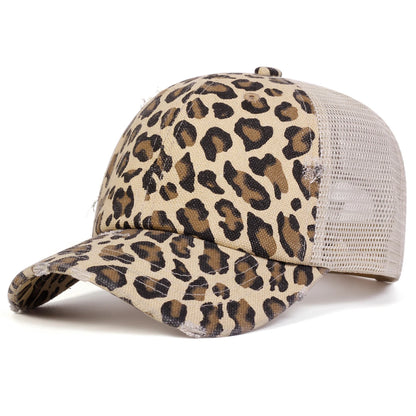 Șepci de baseball unisex cu imprimeu leopard, broderie cu găuri, pentru primăvară și toamnă, pentru activități în aer liber, reglabile, casual, cu protecție solară, șepci sportive