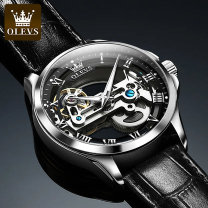 OLEVS 6661 Men Top Brand Watch Luxury All Transparent Hollow Men Mechanical Watch Original Fashion Waterproof Classic Men Watch