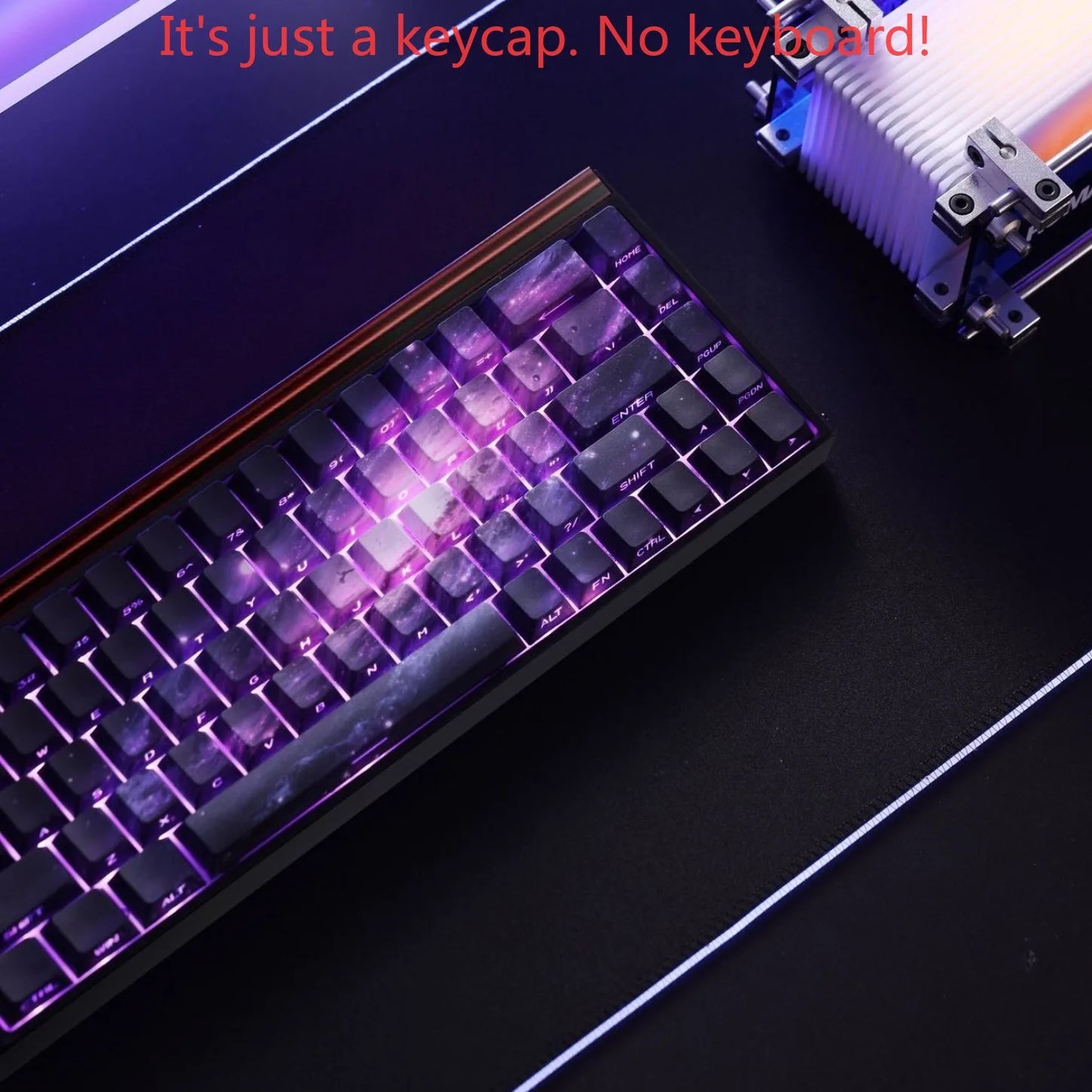 Teclas PBT transparentes con degradado galaxia morado y grabado lateral, 135 teclas, compatibles con teclado mecánico de 60/64/84/98/108 teclas