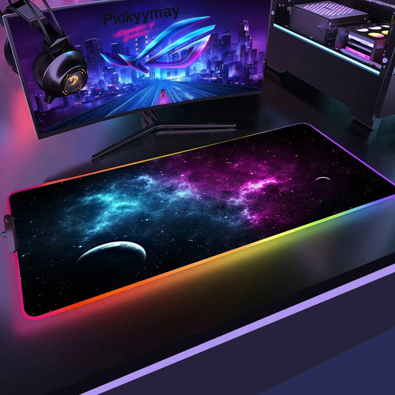 Velika RGB podloga za gaming miš, LED podloga za miš, gamerska podloga za stol, podloga za PC stol, RGB podloga za tipkovnicu XXL 90x40cm