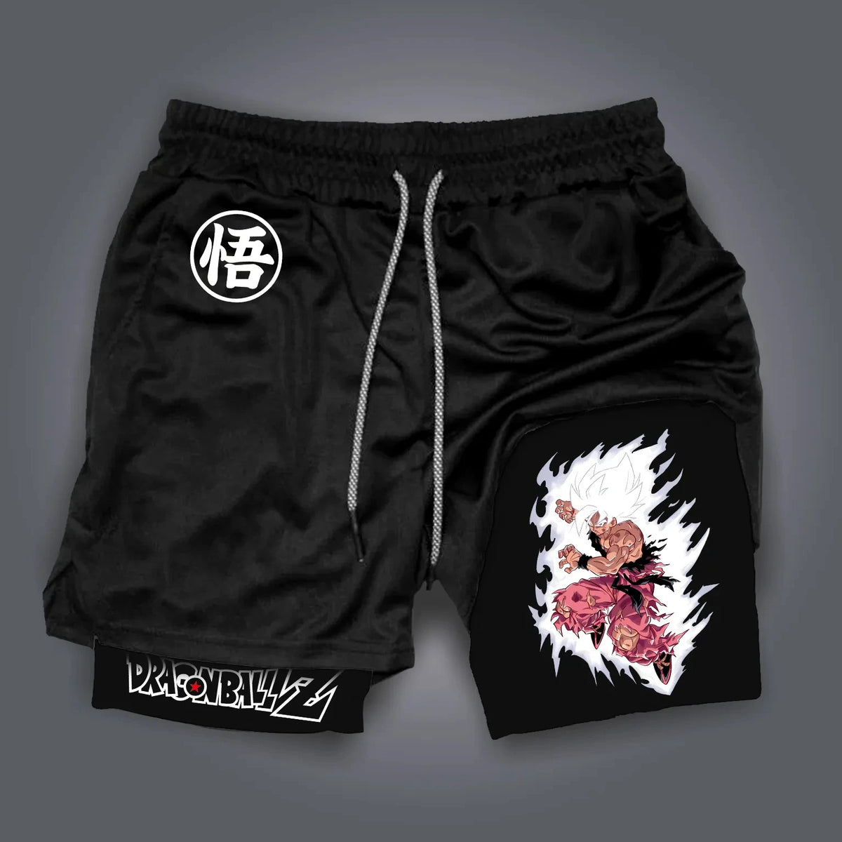 Short double épaisseur imprimé sur le côté « Dragon Ball Anime GOKU », pantalon d'été américain pour homme, style sportif, ample et respirant