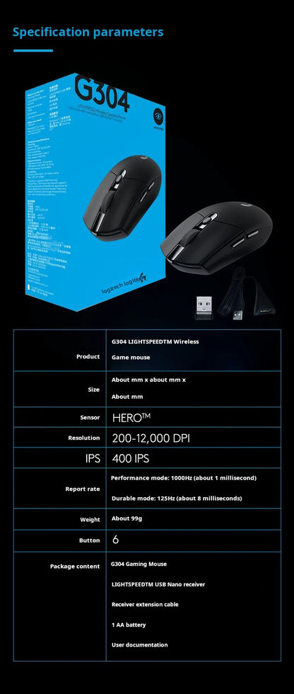 Ασύρματο ποντίκι gaming Logitech G304 LIGHTSPEED, ελαφρύ φορητό ποντίκι με macro, Jedi Survival, FPS, League of Heroes, Eat Chicken
