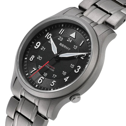 BERNY Full Titanium Watches for Men Outdoor Quartz Men's Field Wristwatch VH31 Super Luminous Sapphire Easy Read Watch