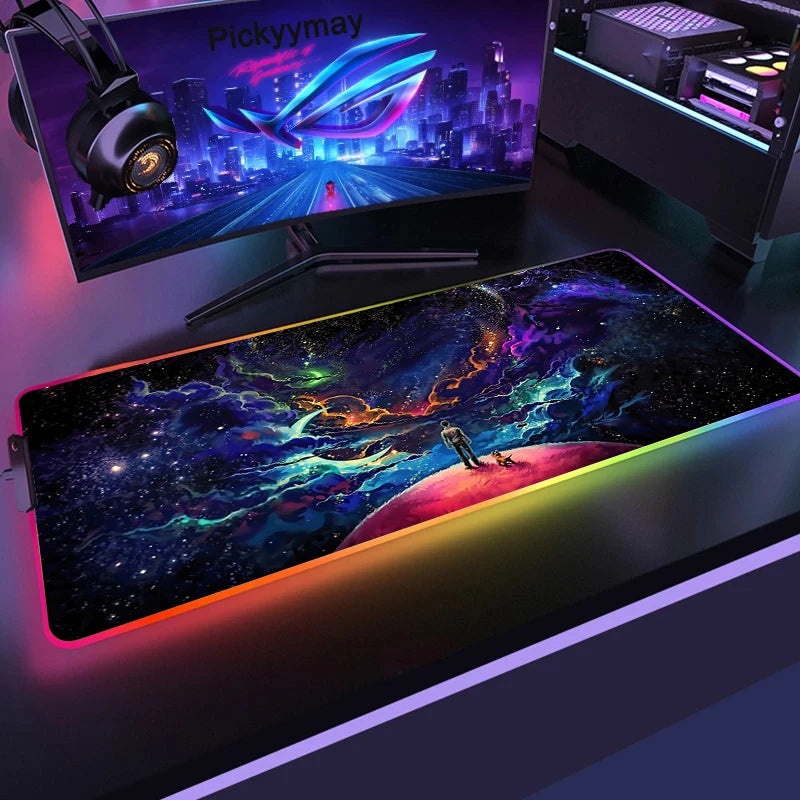 Velika RGB podloga za gaming miš, LED podloga za miš, gamerska podloga za stol, podloga za PC stol, RGB podloga za tipkovnicu XXL 90x40cm