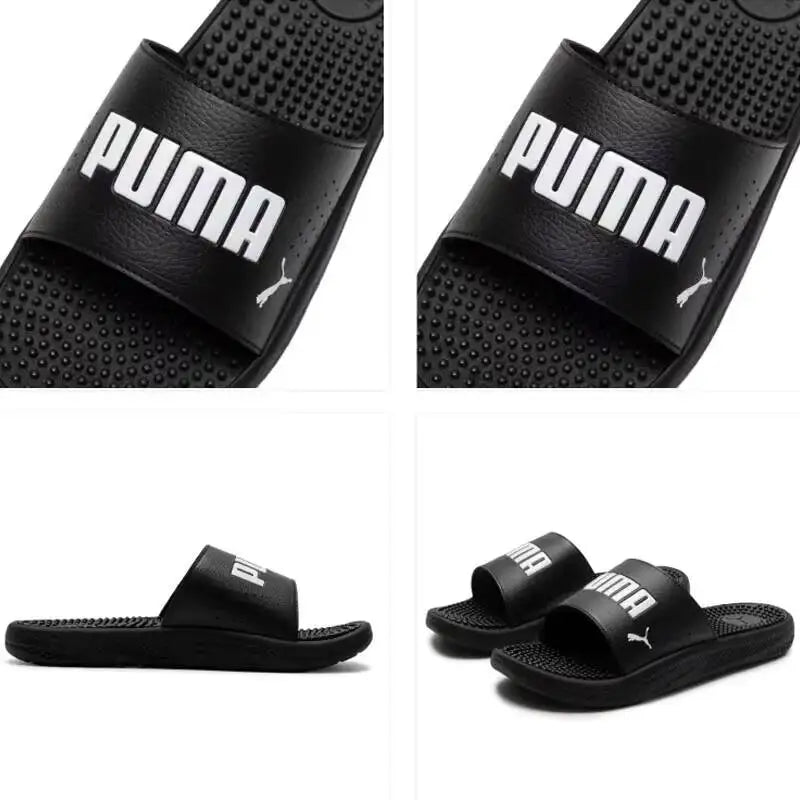 Sandales Puma pour hommes 2026 383062-01, claquettes de douche confortables en EVA noires avec logo blanc, tongs décontractées d'été pour la plage