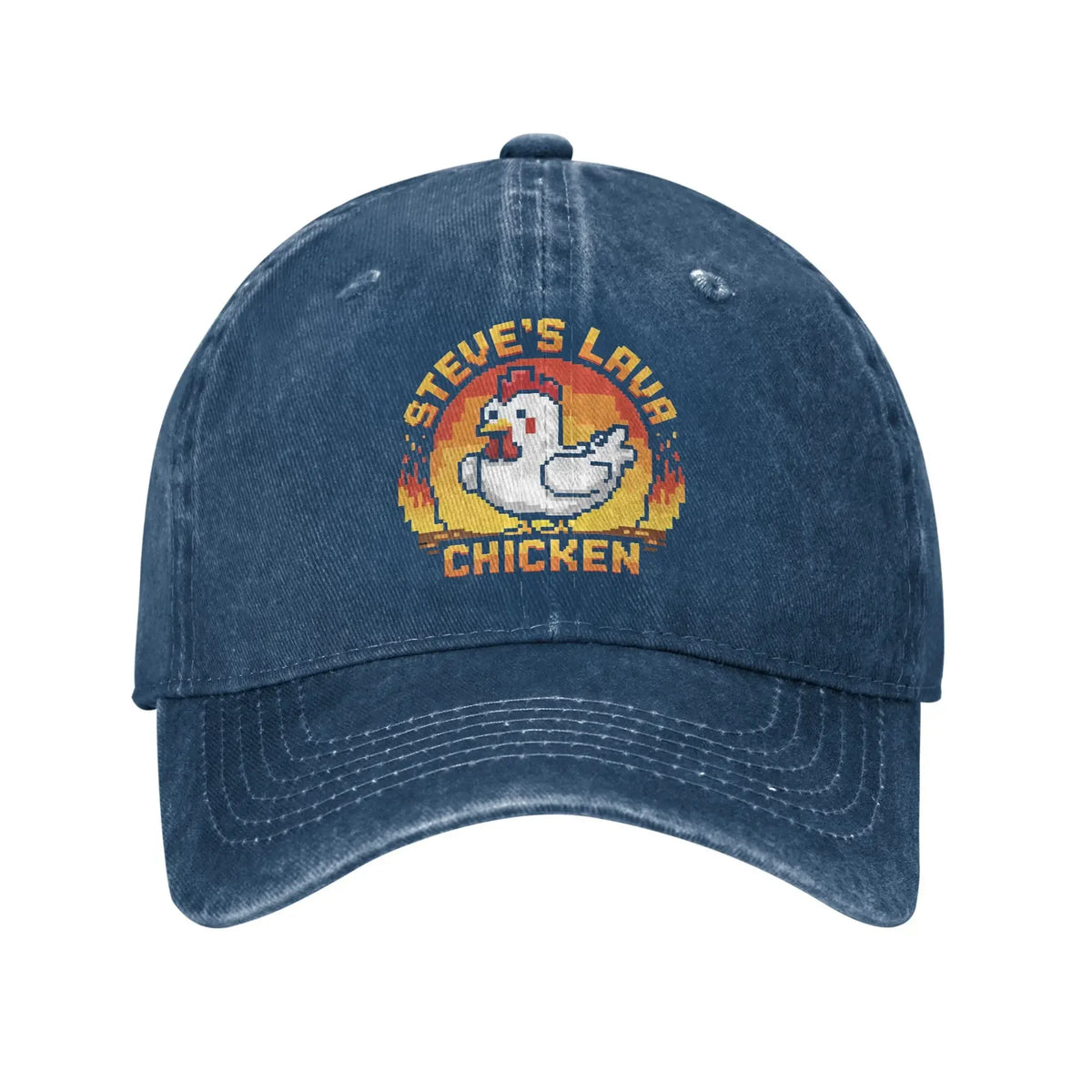 Unisex Chicken Jockey Lava Chicken Print Steves Hat Fashion Distressed Washed  Baseball Cap Adjustable