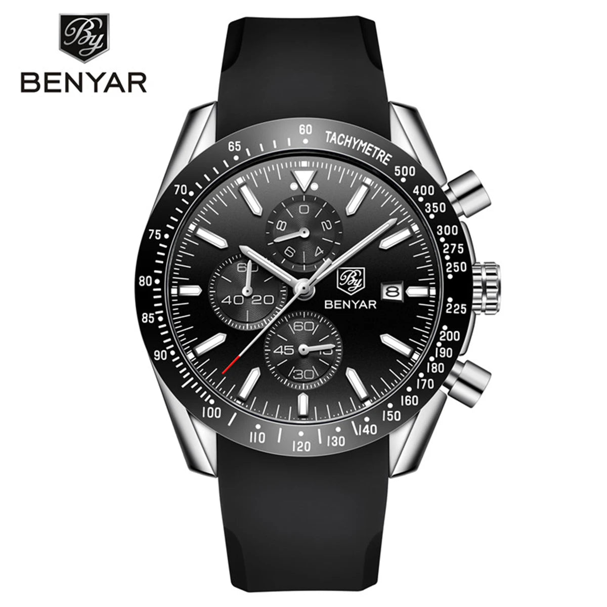 Montres de luxe pour hommes BENYAR – Montres-bracelets à quartz avec bracelet en cuir, étanches jusqu'à 30 m, style sportif.