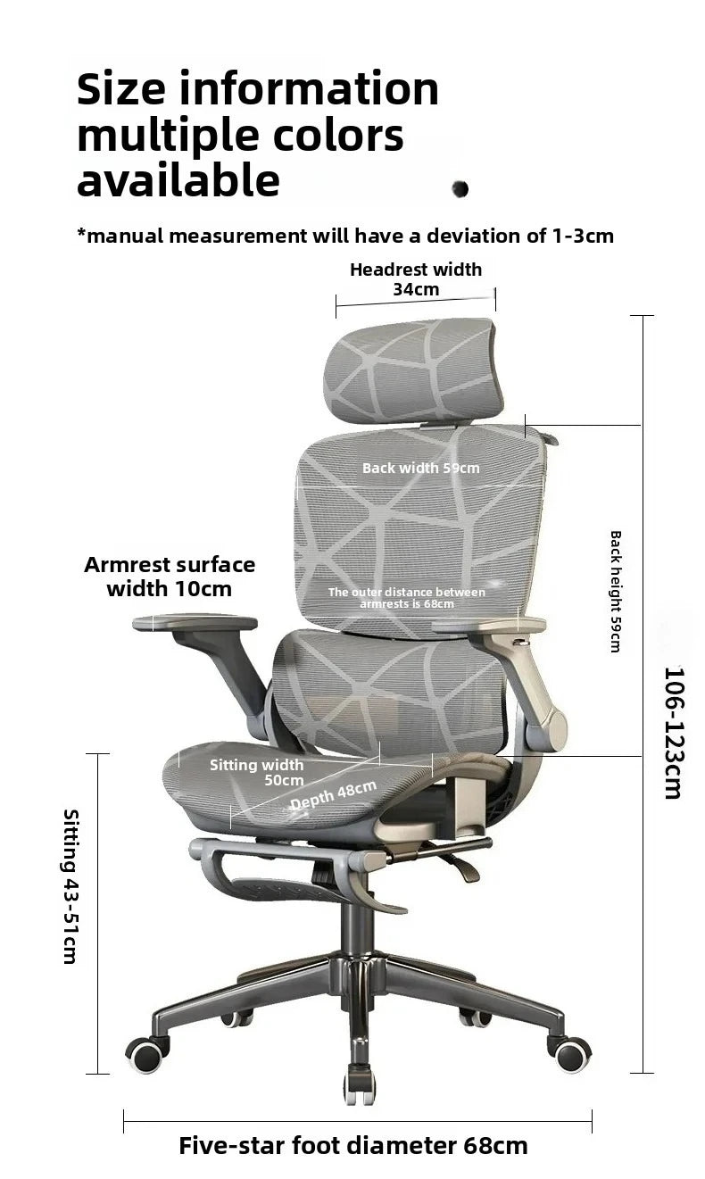 Sedia da ufficio e gaming ergonomica Air Titan Full Mesh per computer, con supporto lombare a tre zone e design ad alta ventilazione per scrivania da studente