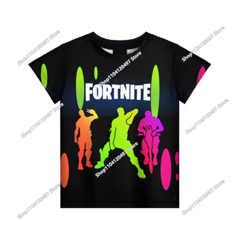 Лятна модна детска тениска с Fortnite талисман и 3D принт, ежедневна T-shirt за момчета и момичета, унисекс детско облекло, горнище