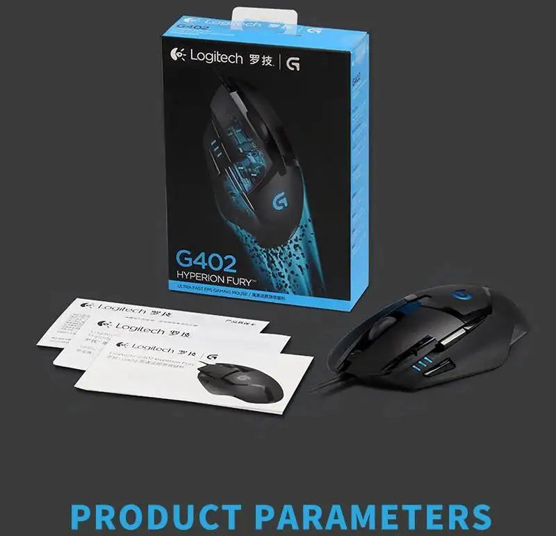 Ratón gaming con cable Logitech G402, procesador ARM de 32 bits, 8 botones, 500 IPS, antideslizante, para sesiones de juego y trabajo durante todo el día