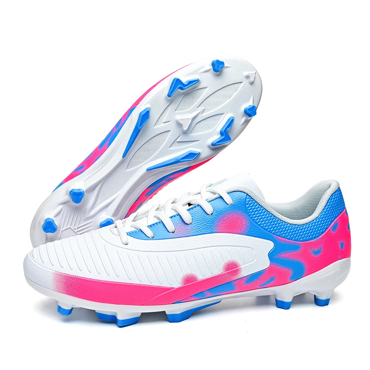 Chaussures de football pour hommes AG FG, chaussures de football pour terrain ferme, respirantes, en PU, anti-abrasion, pour les matchs et l'entraînement quotidien des adultes