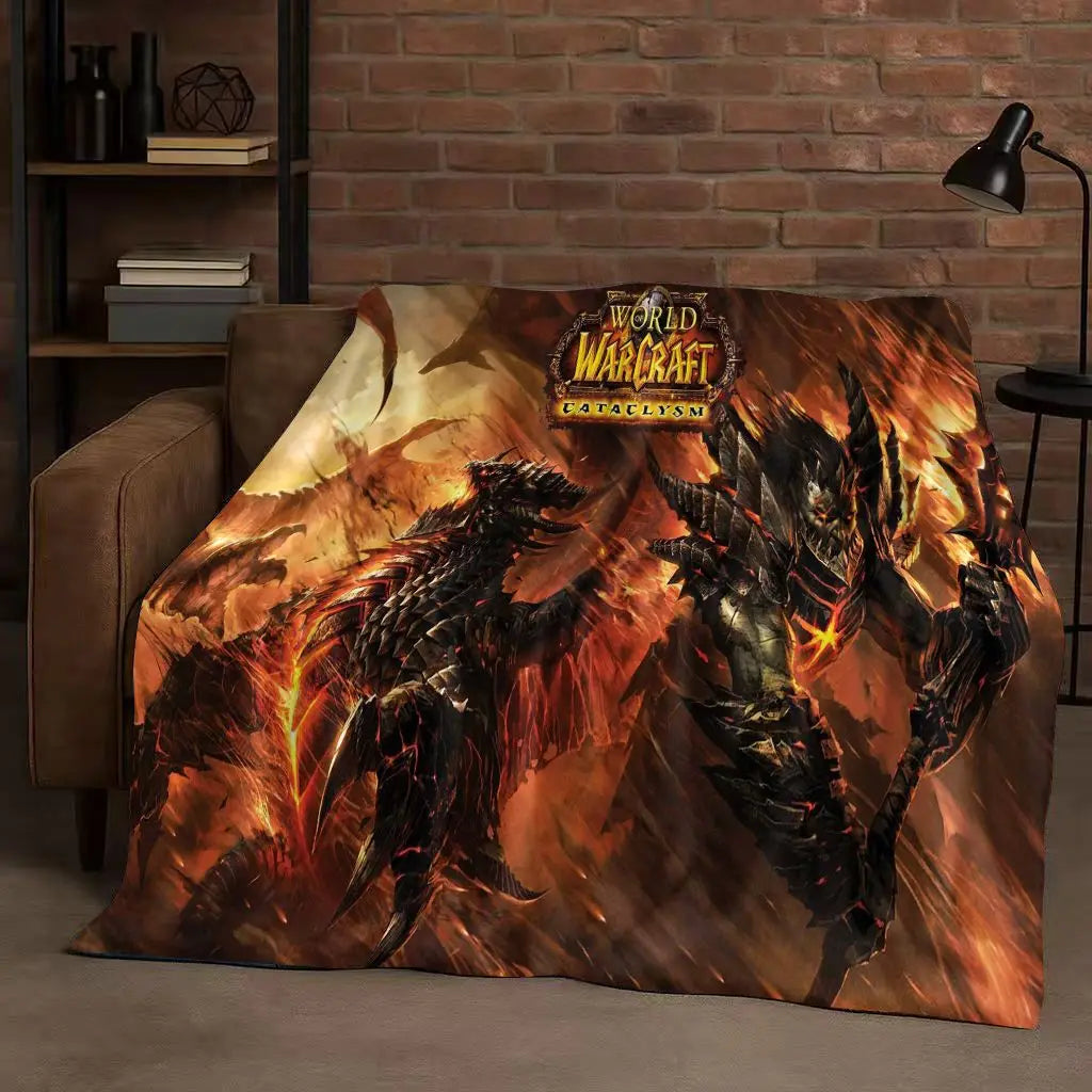 3D WOW World of Warcraft Game Demon Hunter Arthas Cartoon Flannel Blanket,Ultra Soft Plush Throw for Home Bedroom Bed Sofa Cover