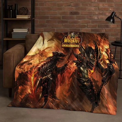 3D WOW World of Warcraft Game Demon Hunter Arthas Cartoon Flannel Blanket,Ultra Soft Plush Throw for Home Bedroom Bed Sofa Cover