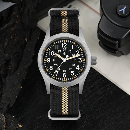 Militado ML05 Vintage Field Watch  VH31 Sweep Quartz Movement, Domed Sapphire Crystal, 38mm, Luminous & 100M Waterproof