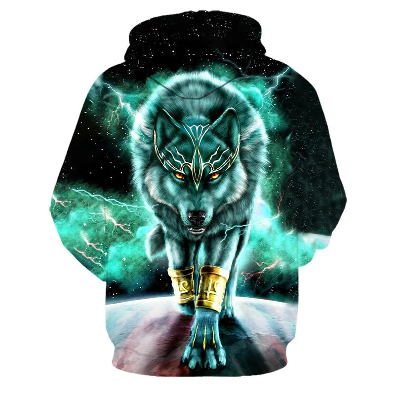 Majice s kapuljačom s 3D printom vuka za muškarce i žene, modne ležerne oversize pulover hoodice, hip-hop Harajuku streetwear