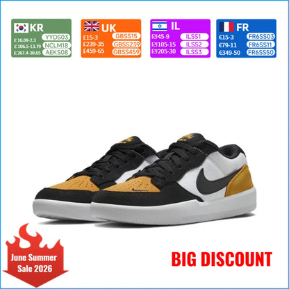 Nike SB Force 58 Low-Top Skate Shoes Unisex Black/White/Orange DV5477-700