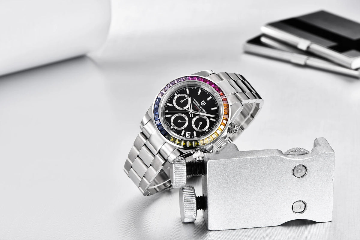 PAGANI DESIGN men’s chronograph watch – Luxury quartz wristwatch, luminous and water-resistant.
