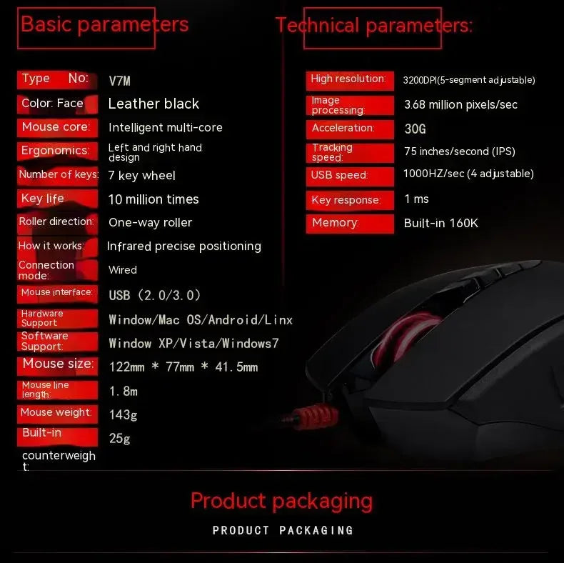 Жична мишка Bloody V7M с RGB, олекотен ергономичен дизайн, 4000dpi, за PC, офис, e-sports гейминг и макро програмиране, за CF LOL CS