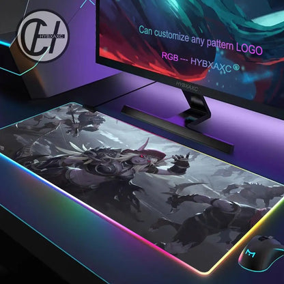 World of Warcraft Sylvanas Mouse Pad RGB Gaming Mouse Pad Desk Mat HD Gamer Large LED Light XXL MousePads PC Computer Carpet