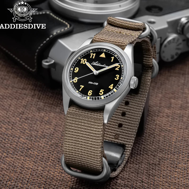 ADDIESDIVE luxus kvarc karóra férfiaknak, új, 36 mm-es, AR-bevonatú buboréküveggel, AD2079, világító, 100 m-es vízállóság, rozsdamentes acél, férfi ajándék