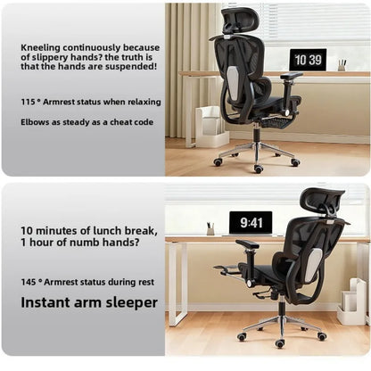 Přenosná minimalistická ergonomická židle s 10D područkami – počítačová, kancelářská, studijní a herní židle Gravity, pevná a odolná