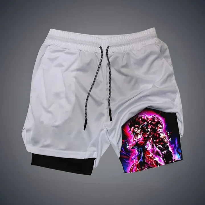 Dragon Ball Printed Men's Shorts Summer Women's Sports Compression Gym Shorts Double-Layer 2-in-1 Pant Quick-Drying Beach Shorts, Fraquane SAS