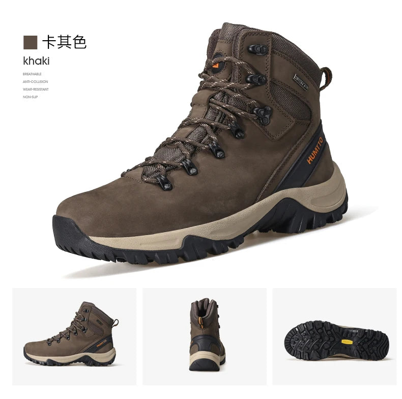 HUMTTO Buty trekkingowe męskie wodoodporne buty myśliwskie taktyczne pustynne buty bojowe za kostkę do trekkingu dla mężczyzn i kobiet ciepłe skórzane sneakersy