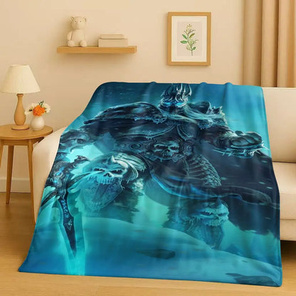 3D WOW World of Warcraft Game Demon Hunter Arthas Cartoon Flannel Blanket,Ultra Soft Plush Throw for Home Bedroom Bed Sofa Cover