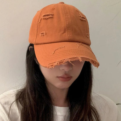 Gorra de pico de pato con ala curvada, versátil, de estilo hip-hop, con personalidad retro y efecto desgastado, para hombre y mujer, nueva colección primavera-verano