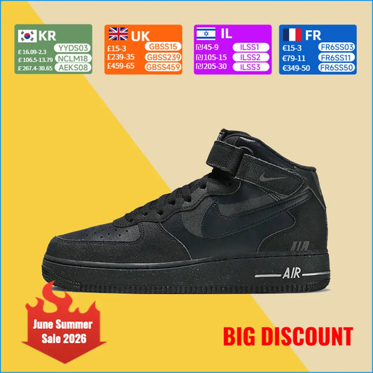 Nike Air Force 1 Mid Unisex-Sneaker – Knöchelstütze, klassisch gepolsterter Komfort & strapazierfähig für ganztägiges Tragen DQ7666-001