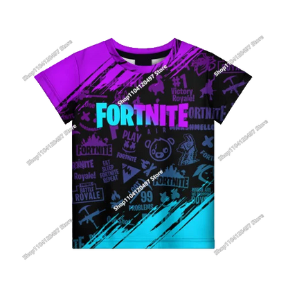 Лятна модна детска тениска с Fortnite талисман и 3D принт, ежедневна T-shirt за момчета и момичета, унисекс детско облекло, горнище