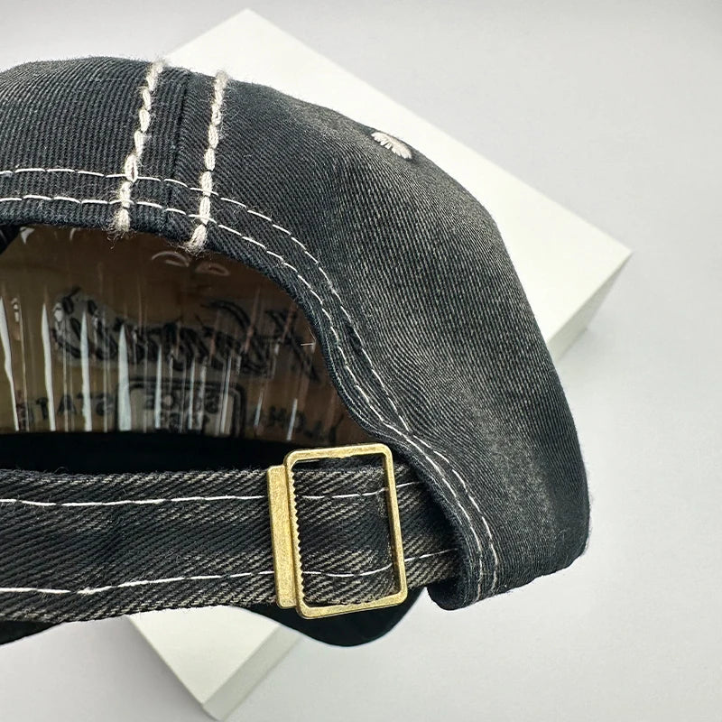 Gorras de béisbol vintage coreanas lavadas para hombre y mujer, de algodón, con cierre snapback, bordado de letras, versátiles, modernas e informales con efecto desgastado
