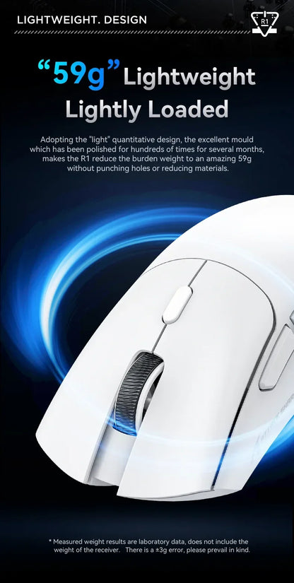 Attack Shark R1 2.4G USB Wireless Bluetooth Gaming Mouse 18K DPI PAW3311 Tri-Mode Connectivity 59g Lightweight For PC Laptop Mac