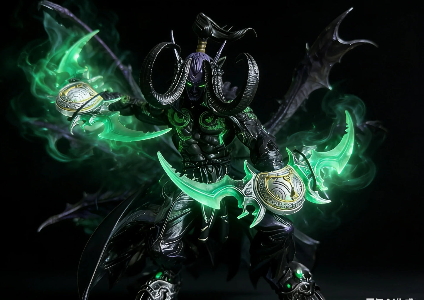 World of Warcraft Handheld Black Devil Hunter Illidan Fury Wind Ornament Lich King Arthas Model Boy