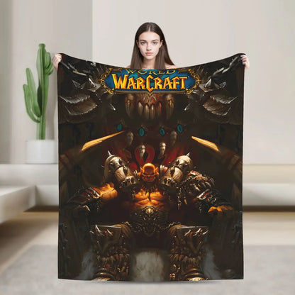 WOW World of Warcraft Arthas Retro Game Flannel Blanket Super Warm Throw Blanket for Bedroom Camping Bedspread Sofa Bed Cover