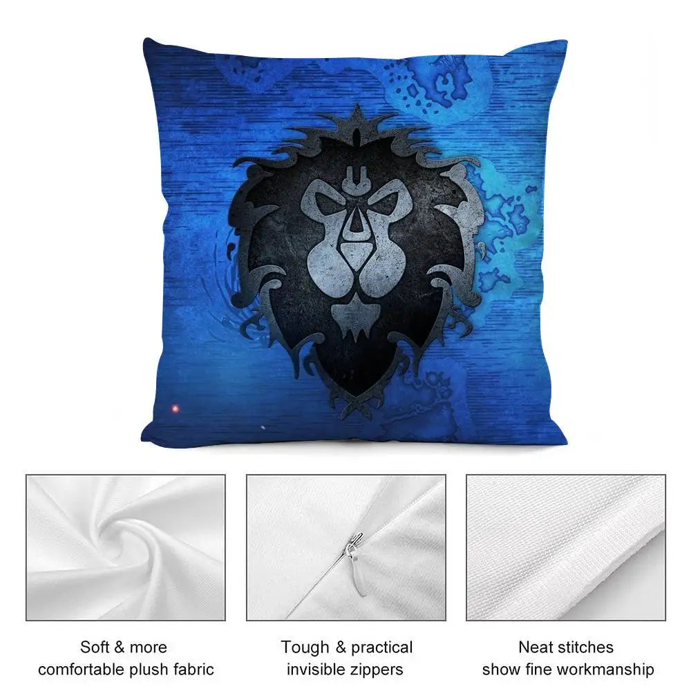 Warcrafts of World W-WOW Game Pillow Case Plush Fabric Soft Double Sided Print Sofa Cushion Cover Throw Pillow Covers