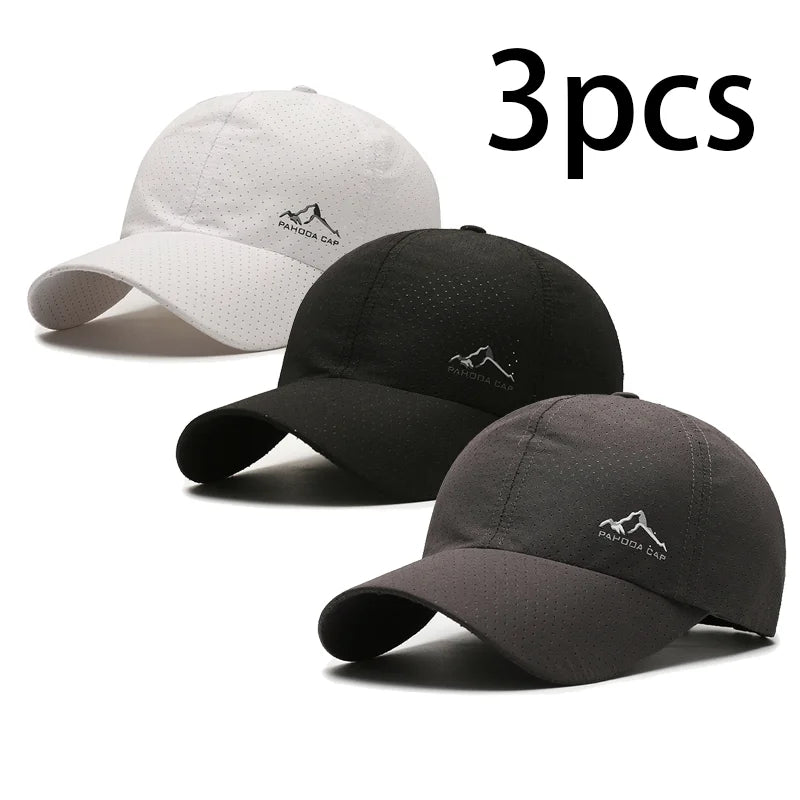 Couple's 3-Pack Quick Dry Breathable Baseball Caps, Lightweight Mesh Sun Hats for Running & Outdoor Activities